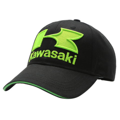 Kawasaki Logo Motorcycle 3D Embroidered Baseball Hat Black
